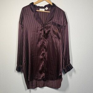 Victoria's Secret burgundy and Gold Satin pajama top